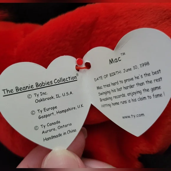 TY Beanie Baby Mac The Cardinal Bird With A Hologram On The Tush Tag Error - Picture 9 of 9